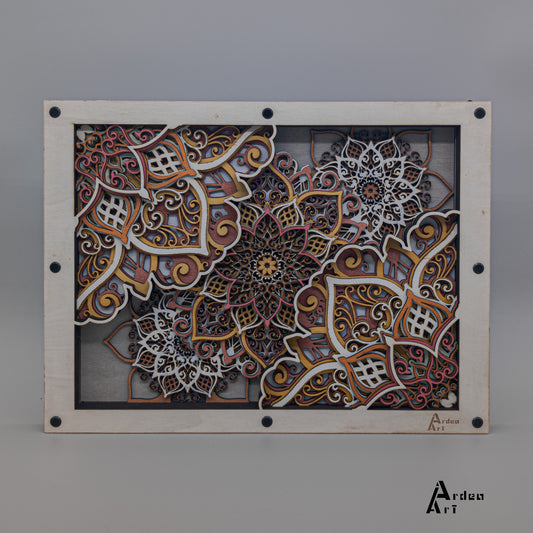 Armonia Infinita: Quadro Mandala 3D a 9 Livelli (con finiture in metallo a vista)