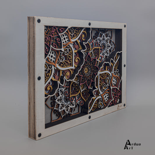 Armonia Infinita: Quadro Mandala 3D a 9 Livelli (con finiture in metallo a vista)